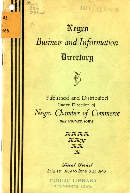 City directory style listing of businesses owned by Black Iowans in Des Moines.