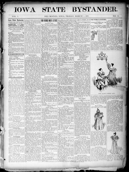 Iowa state bystander. volume 01, number 39, March 01, 1895