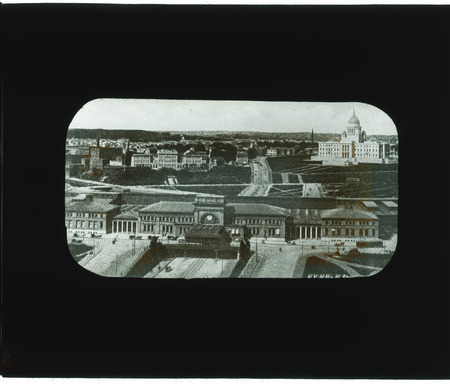 New York New Haven and Hartford Railroad Station and Capitol, Providence, Rhode Island [from postcard].