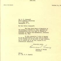 Letter from Charles E. Friley of Iowa State College to Dr. J.V. Atanasoff, October 14, 1942