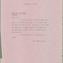 L. H. Pammel letter to George W. Carver, September 5, 1923