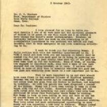 Letter from J.V. Atanasoff to J.W. Woodrow, October 8, 1943