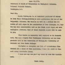 Letter from Louis Hermann Pammel to the Secretary of Board of Fellowships in Biological Sciences at the National Research Council, June 15, 1923