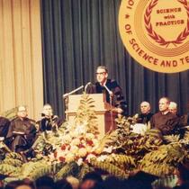 Photograph of President William Robert Parks delivering his Inauguration Address